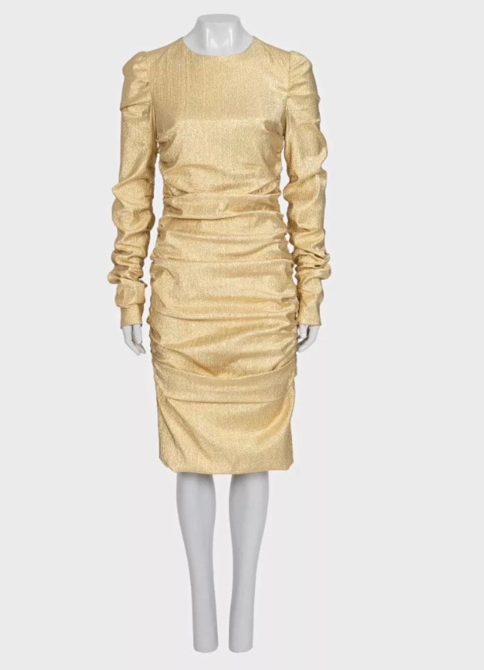 Dolce & Gabbana Gold Draped Fitted Dress - IT 46 / XL